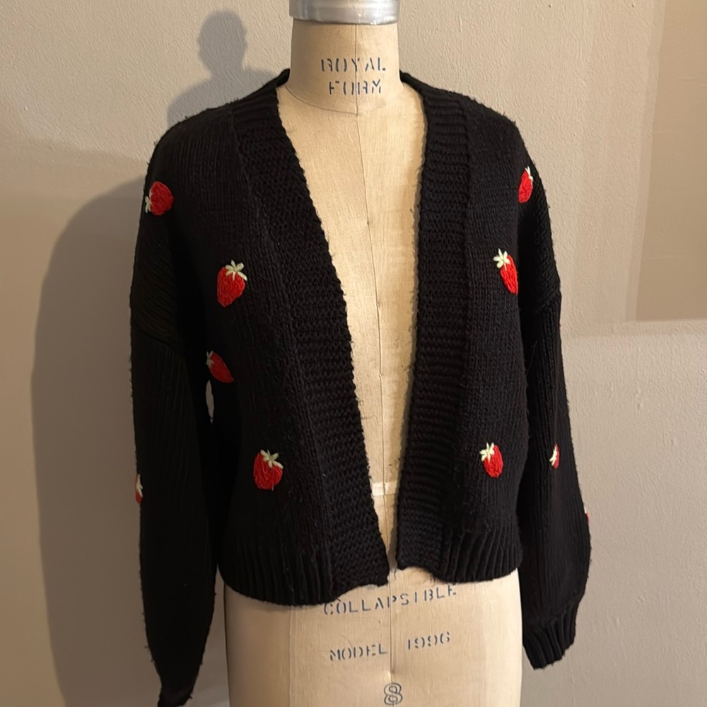 Cute Black Strawberry Cardigan